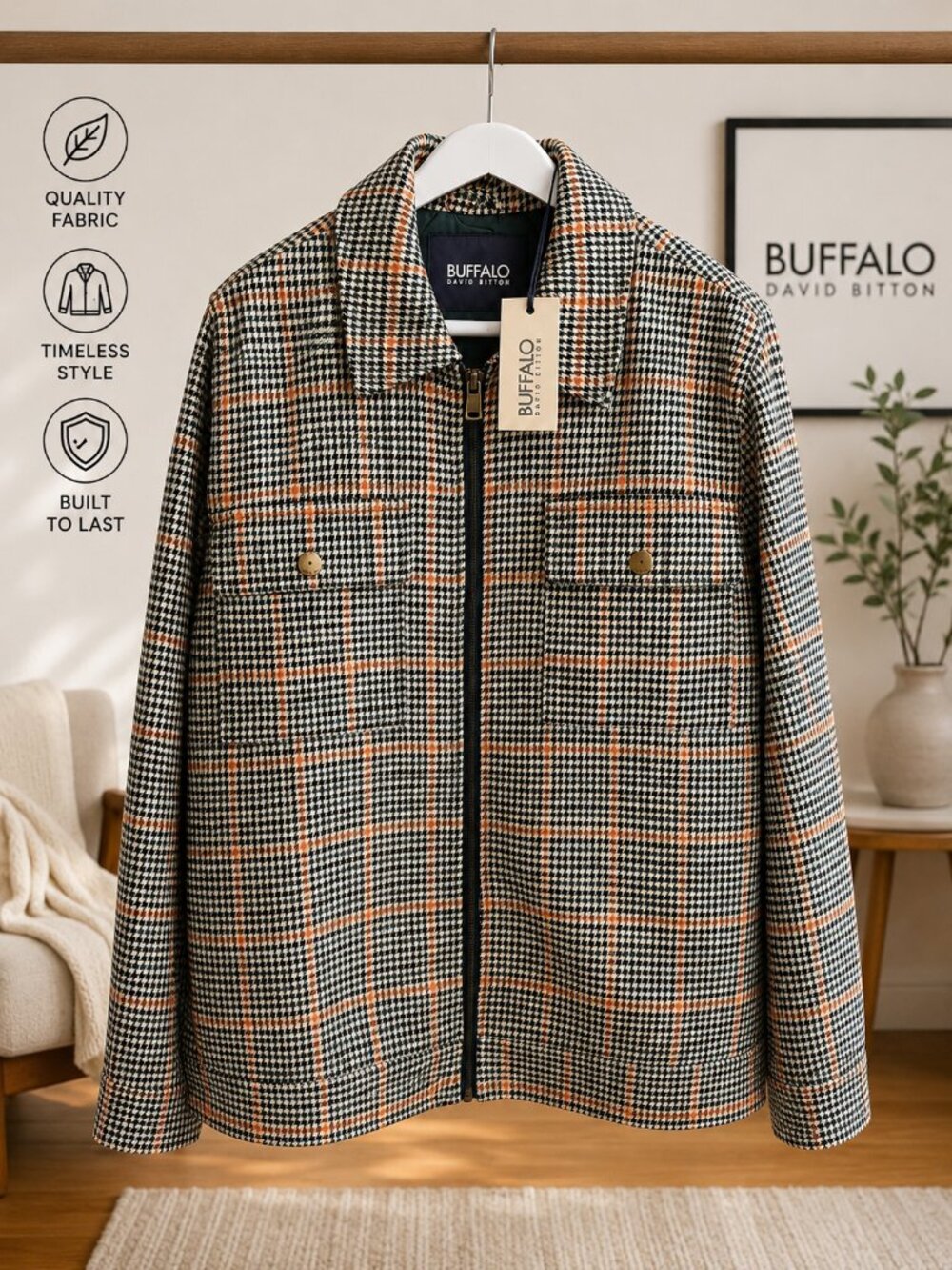 Buffalo David Bitton Houndstooth Softshell Jacket Men's Medium NWT - Picture 4 of 6